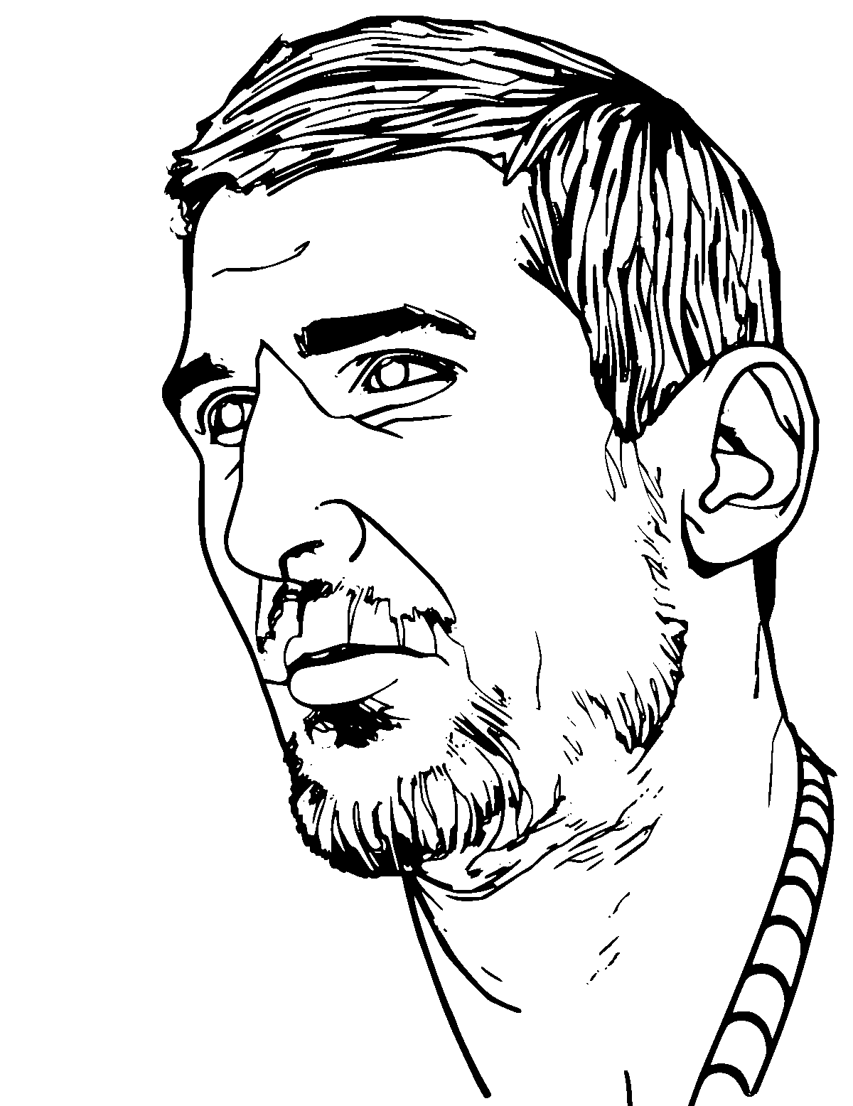 Line-art coloring page of Michael Phelps, medium outlines, centered