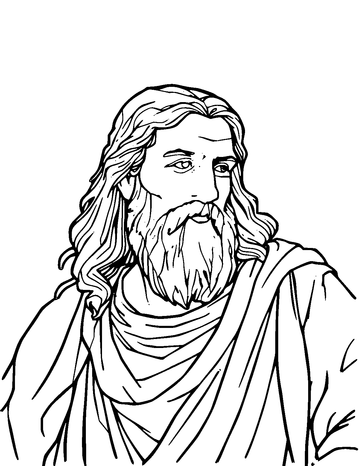 Line-art coloring page of Michelangelo, medium outlines, centered