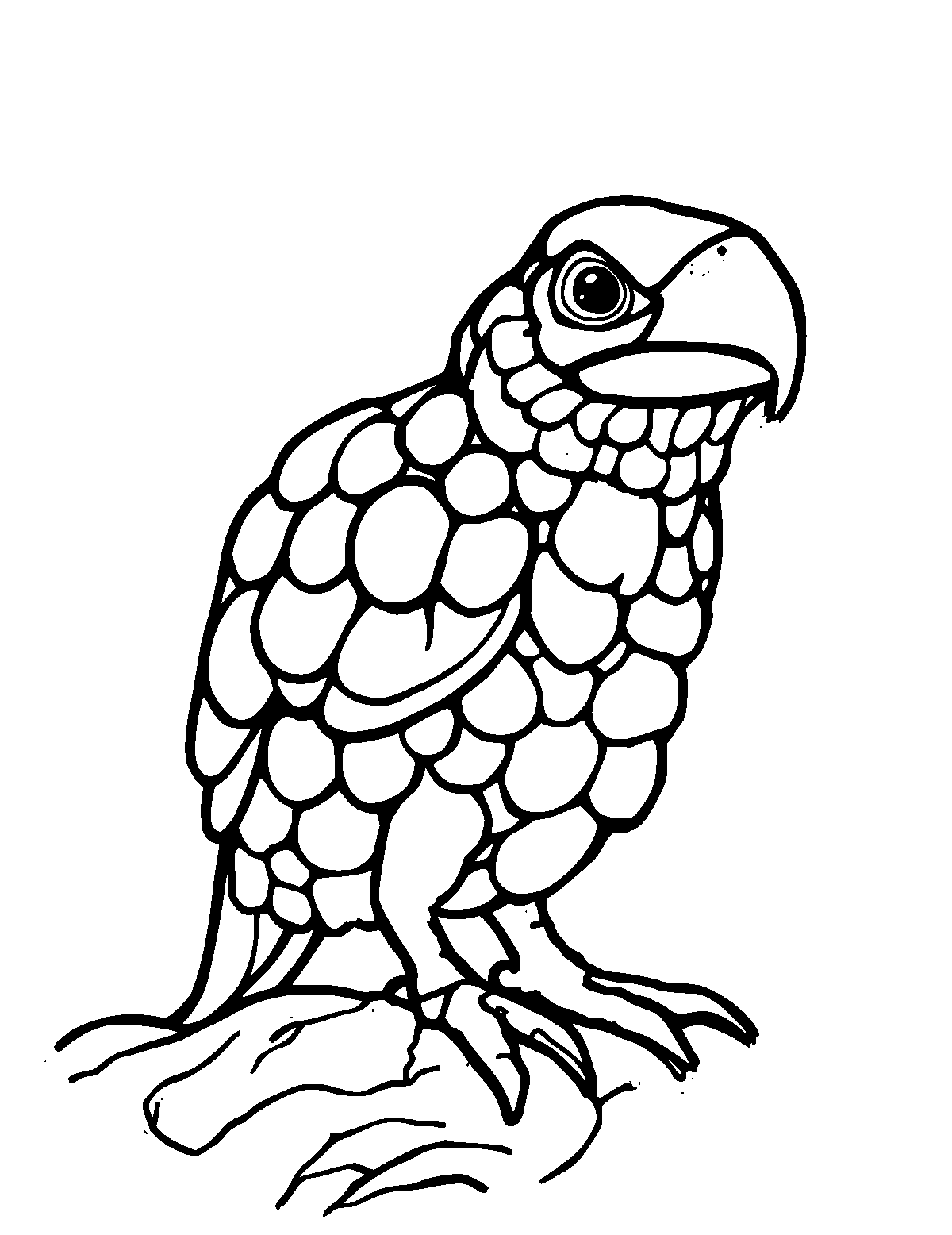 Line-art coloring page of Mole, thick outlines, centered