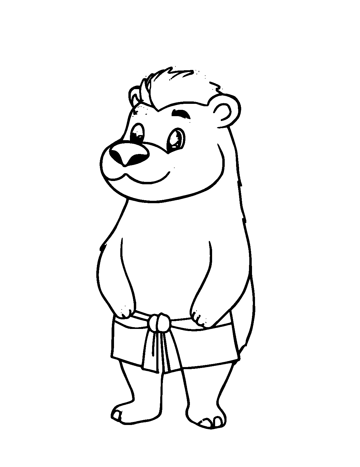 Line-art coloring page of Mongolian Deel, medium outlines, centered