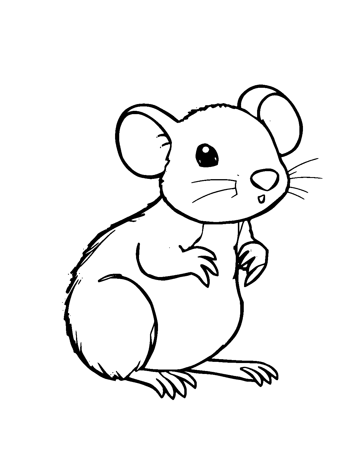 Line-art coloring page of Mouse, medium outlines, centered