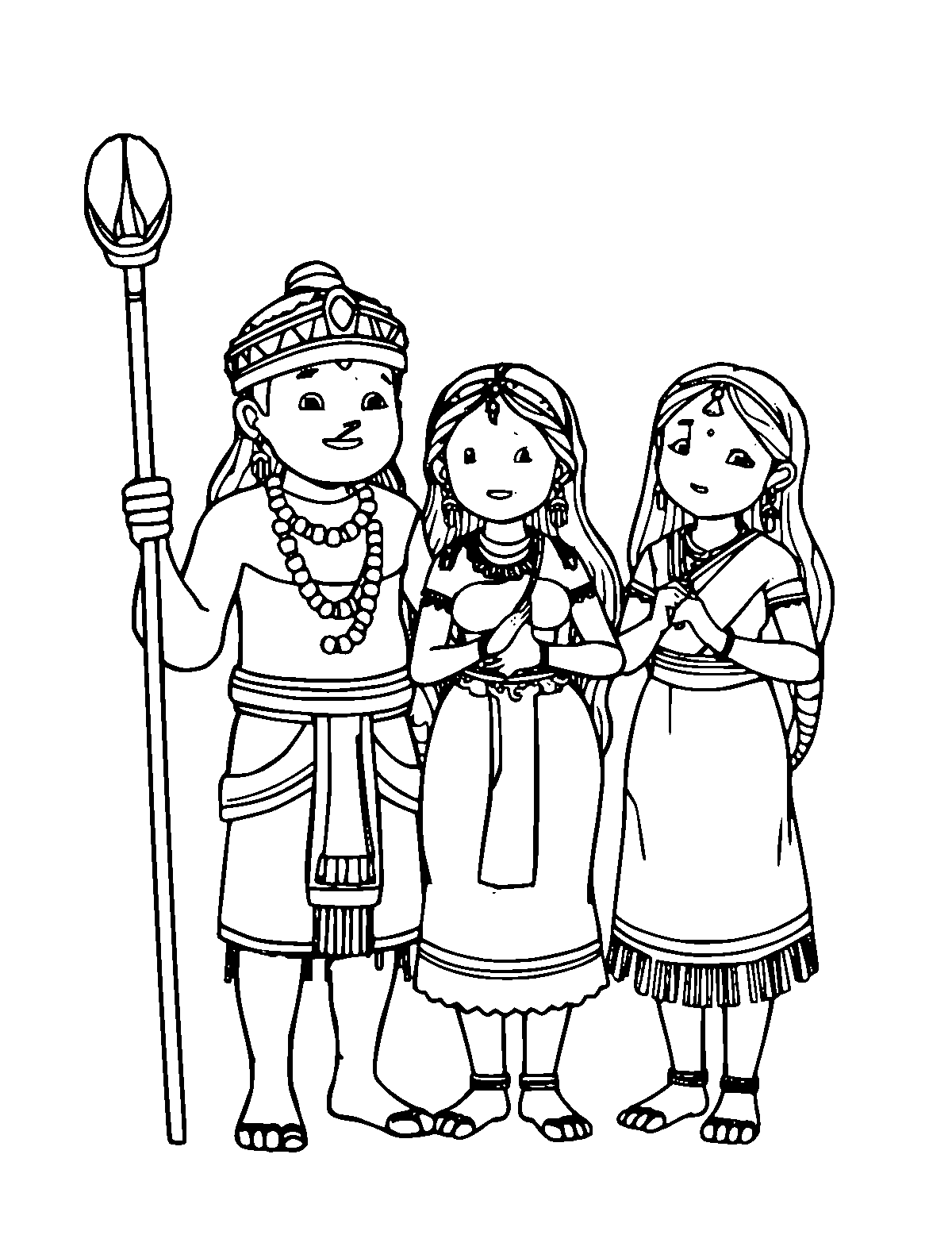 Line-art coloring page of Naadam Festival, medium outlines, centered