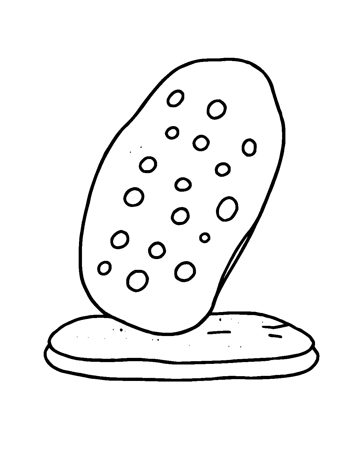 Line-art coloring page of Naan Bread, thick outlines, centered