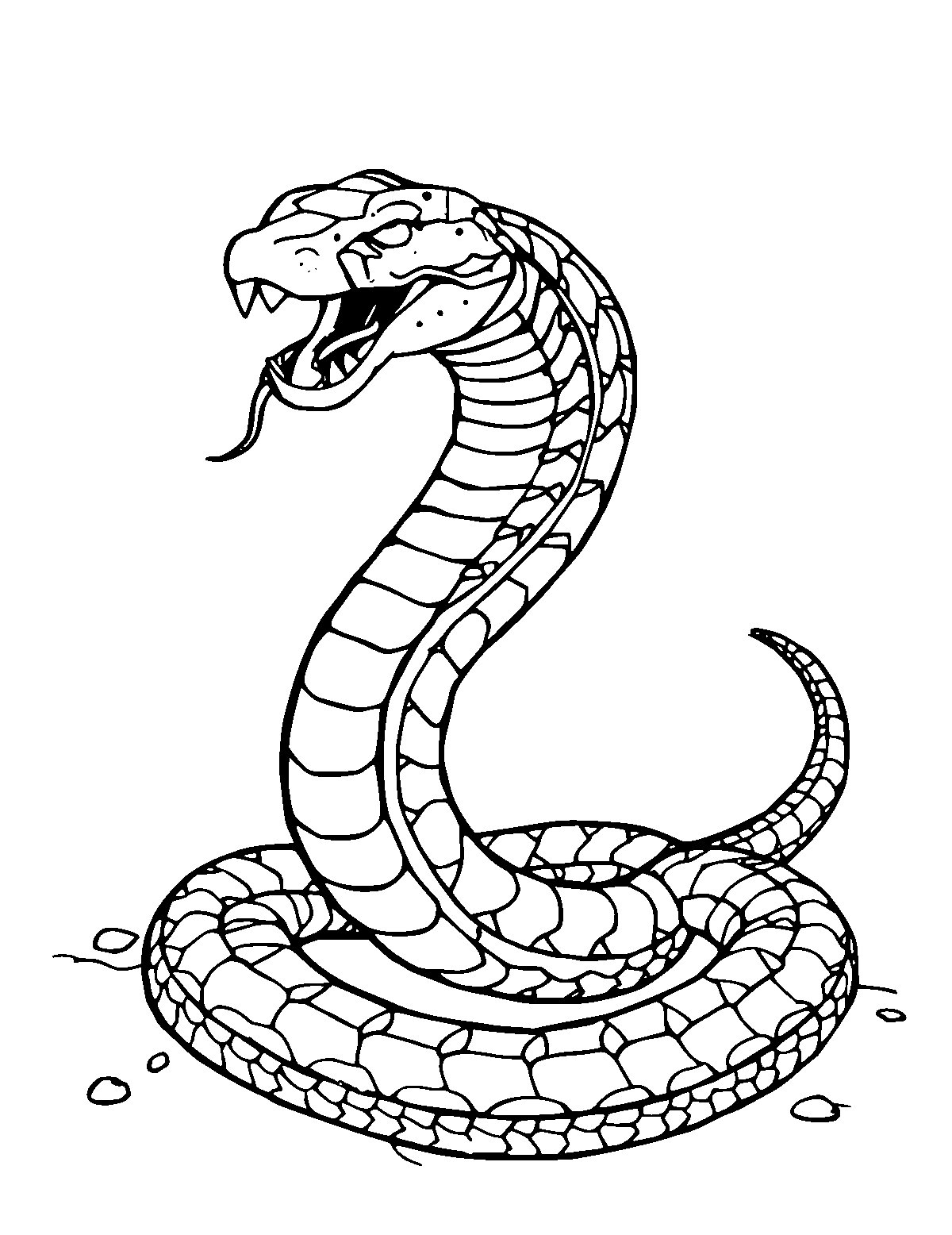 Line-art coloring page of Naga Serpent, medium outlines, centered
