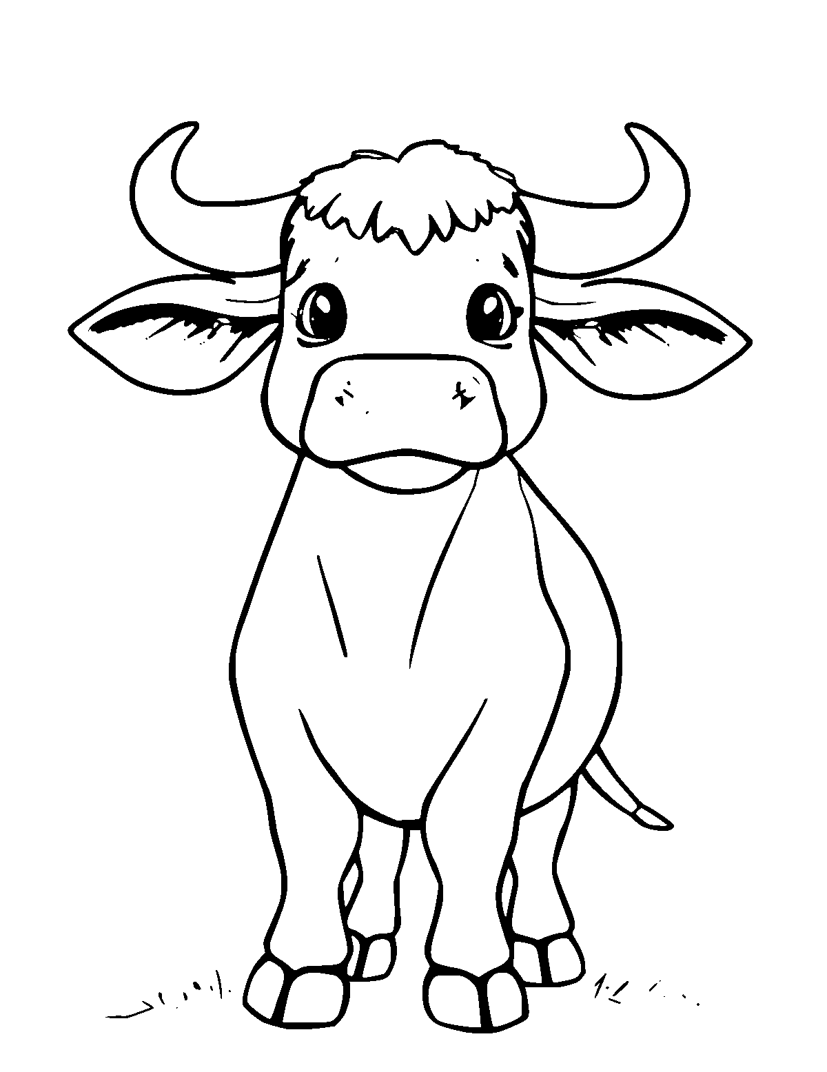 Line-art coloring page of Nandi the Bull, medium outlines, centered
