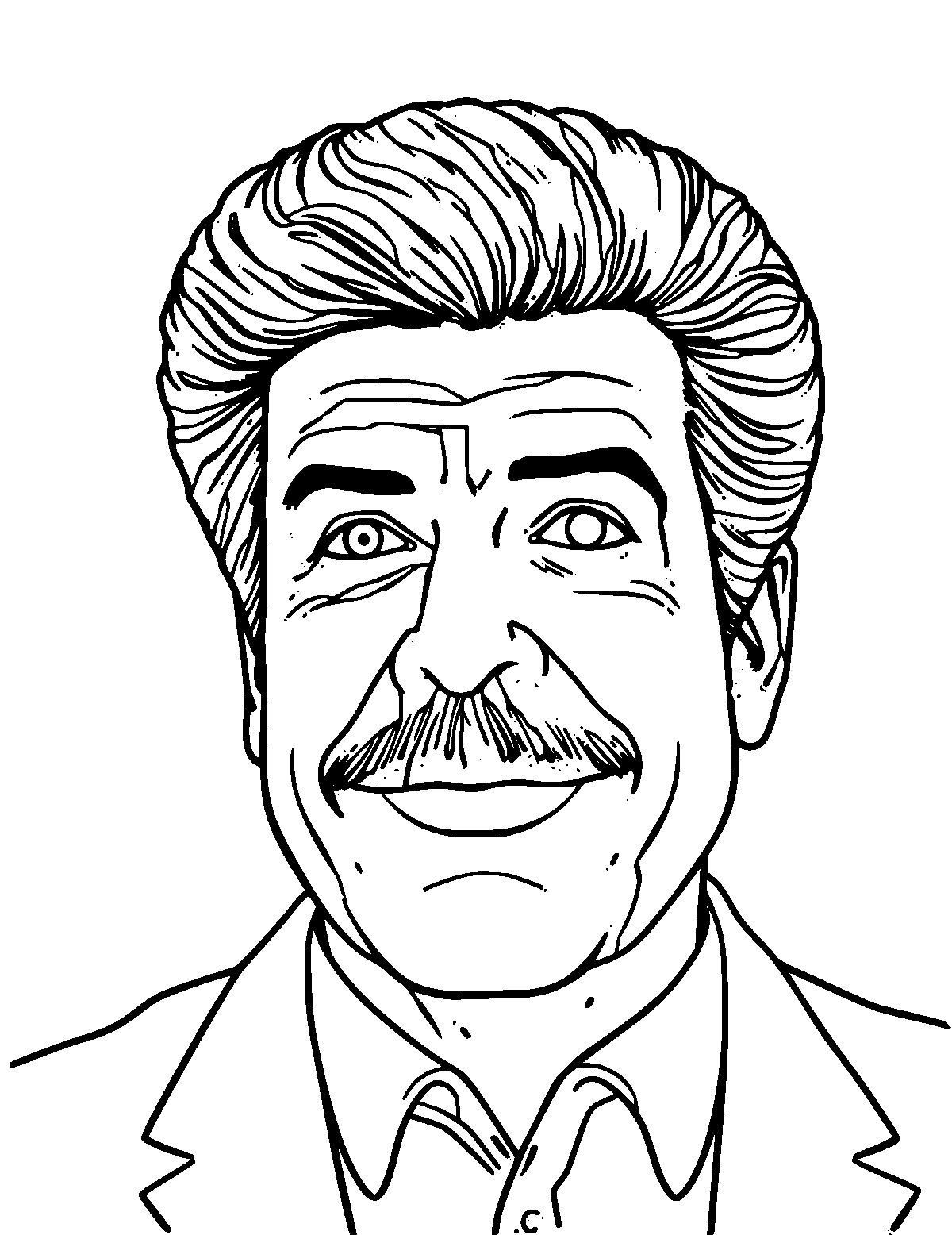 Line-art coloring page of Neil DeGrasse Tyson, medium outlines, centered