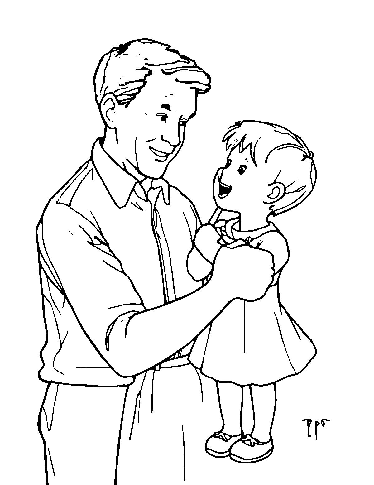 Line-art coloring page of Norman Rockwell, medium outlines, centered