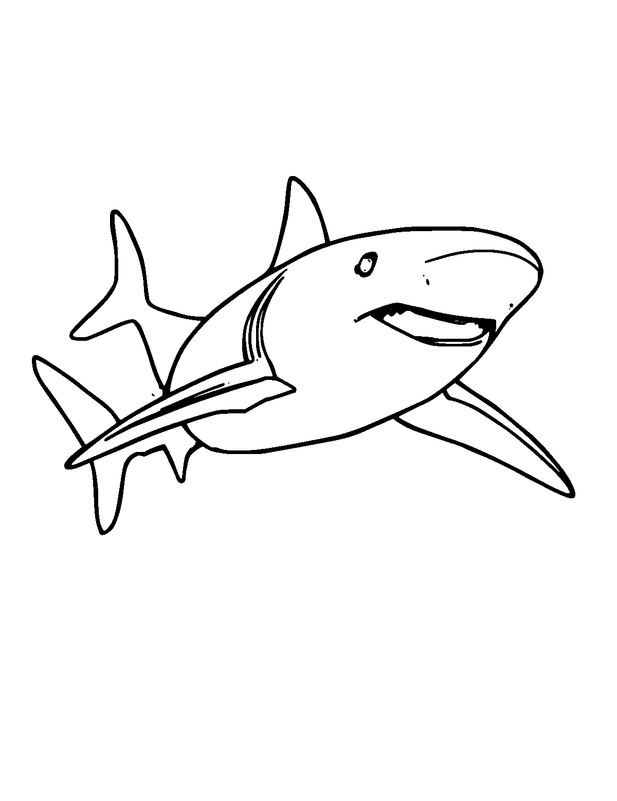 Line-art coloring page of Nurse Shark, medium outlines, centered
