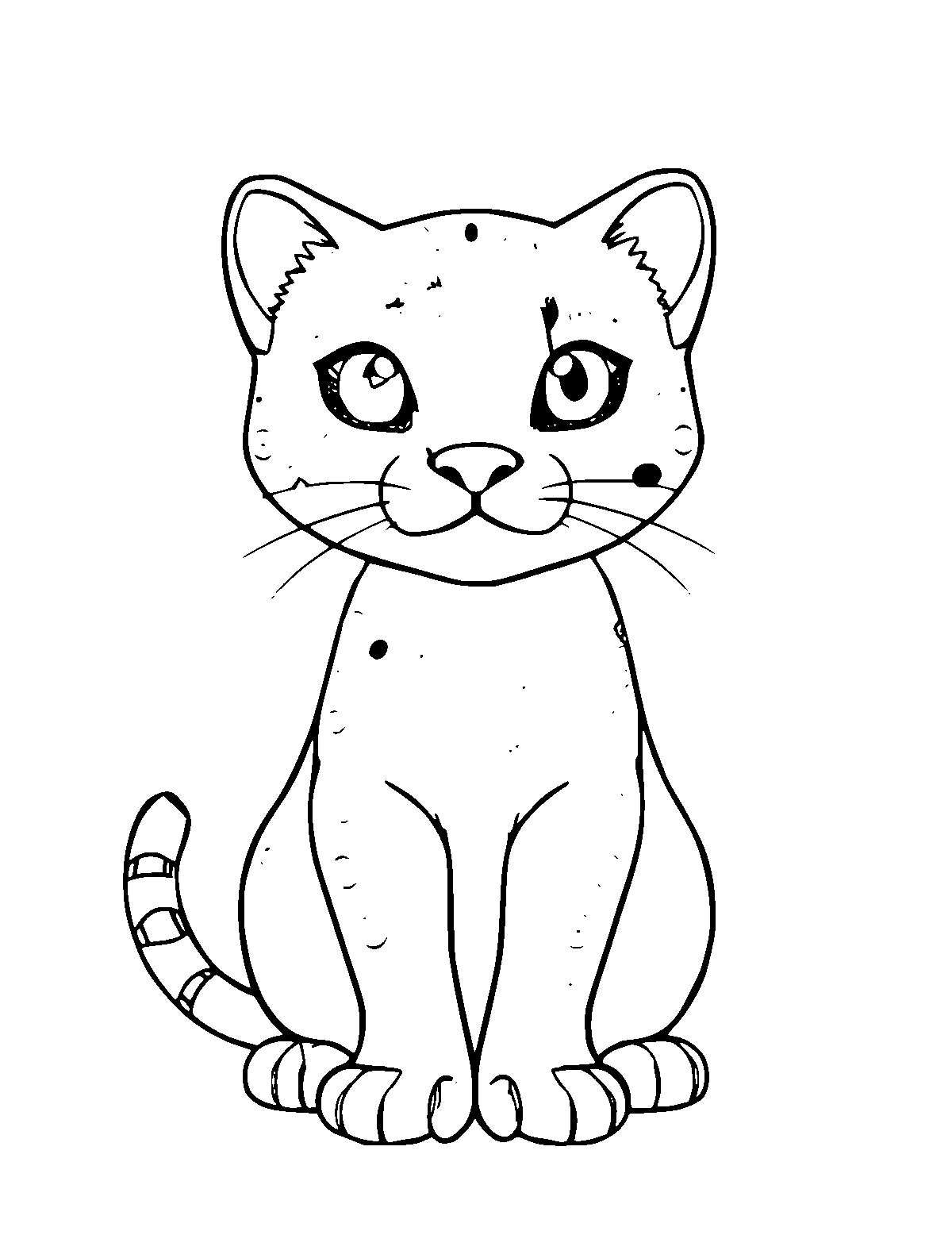 Line-art coloring page of Ocelot, medium outlines, centered