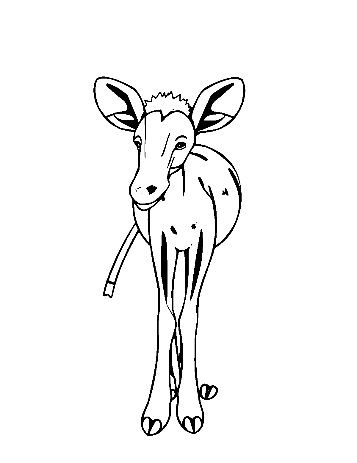 Line-art coloring page of Okapi, medium outlines, centered