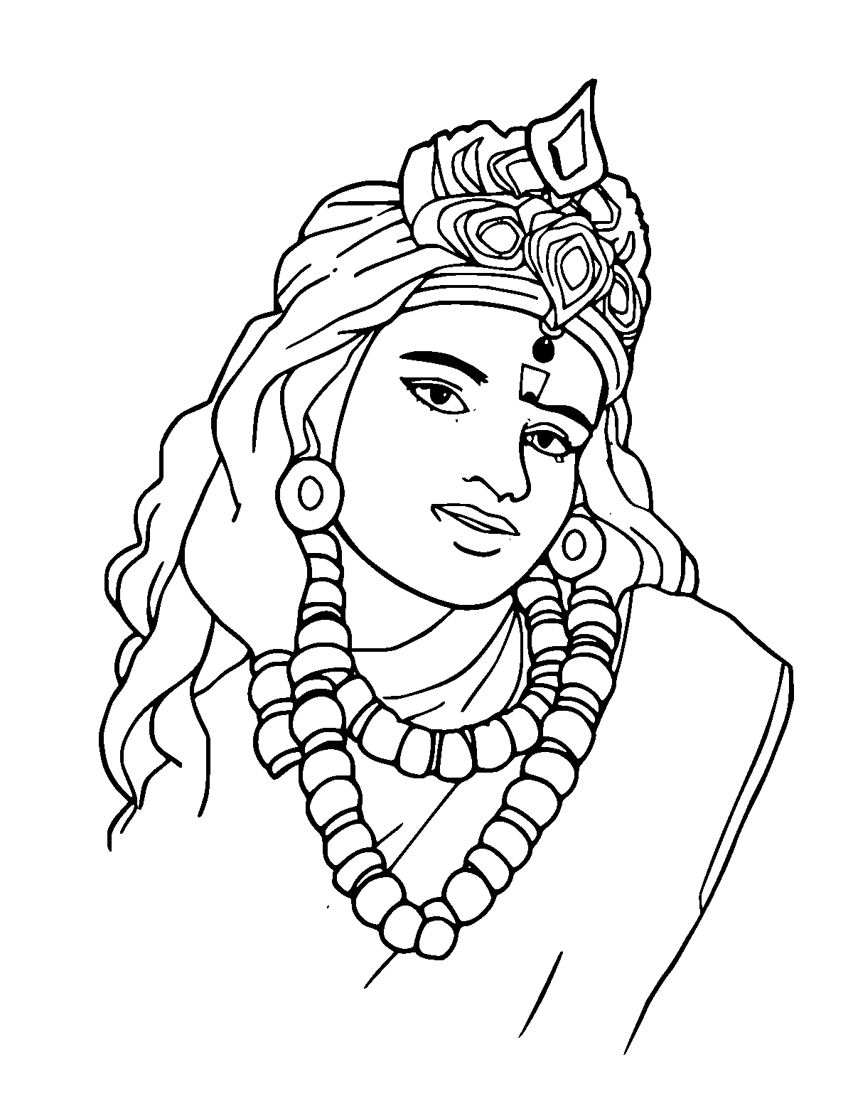 Line-art coloring page of P. V. Sindhu, medium outlines, centered