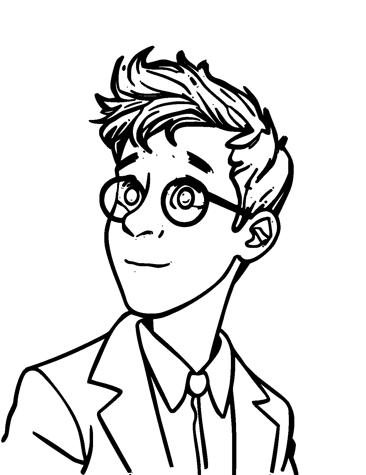Line-art coloring page of Percy Julian, thick outlines, centered
