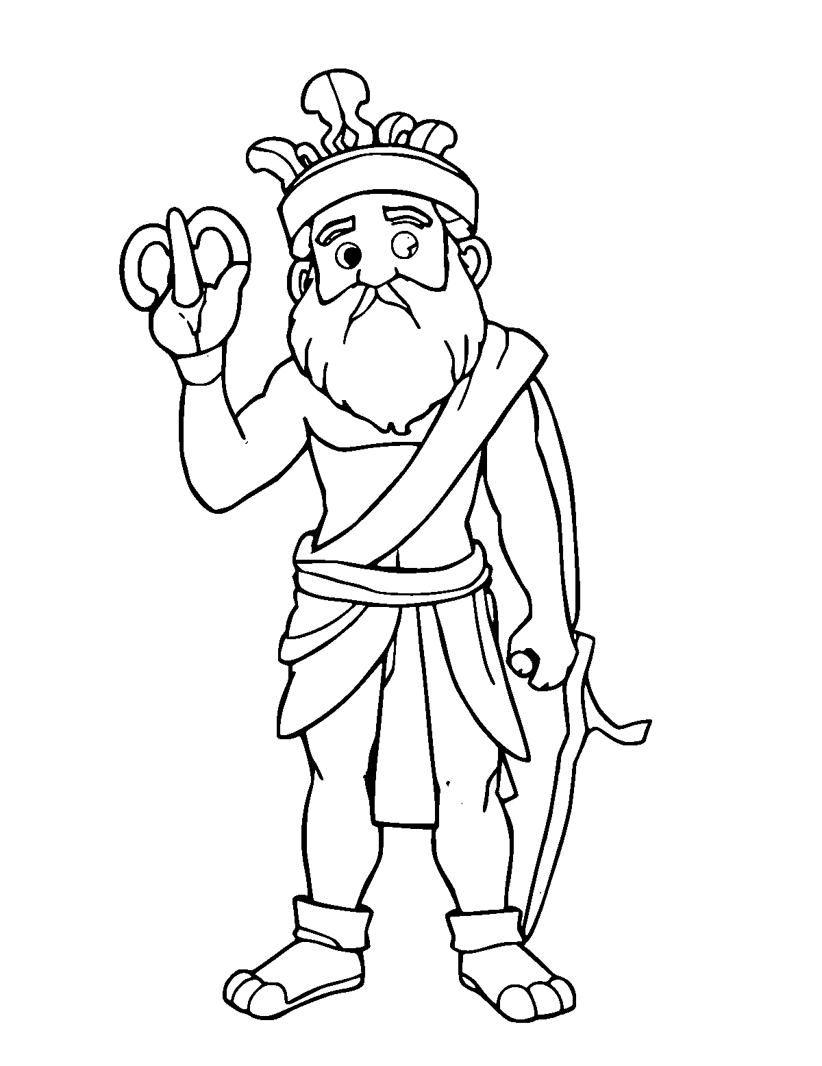 Line-art coloring page of Perseus, medium outlines, centered