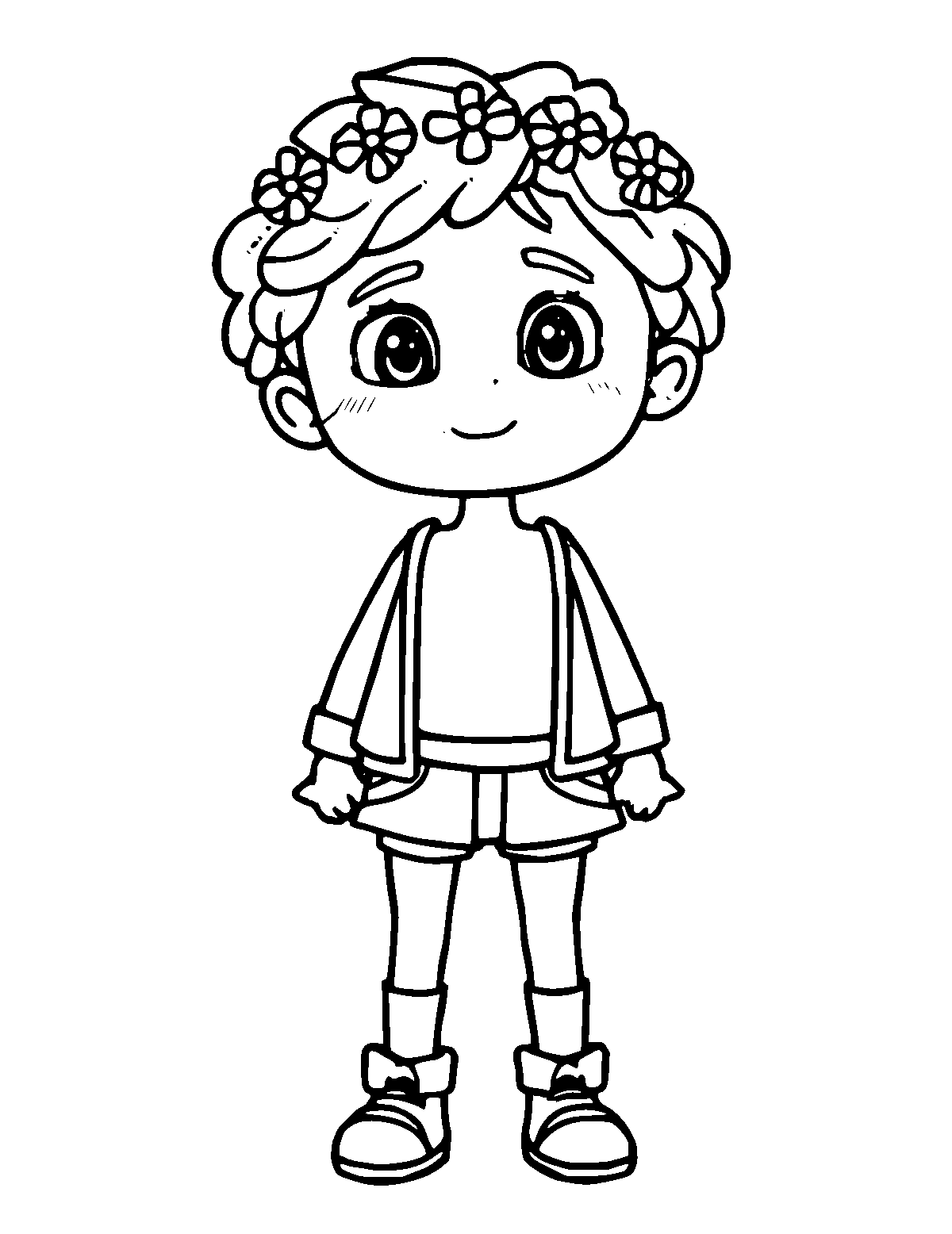 Line-art coloring page of Persian Peri, medium outlines, centered