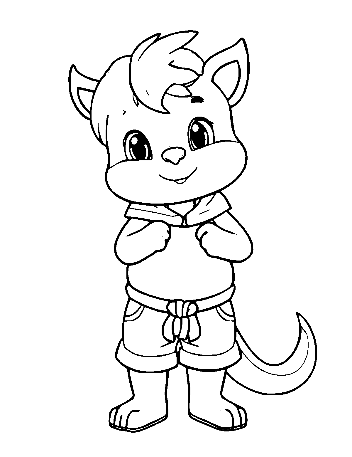 Line-art coloring page of Pixiu, medium outlines, centered