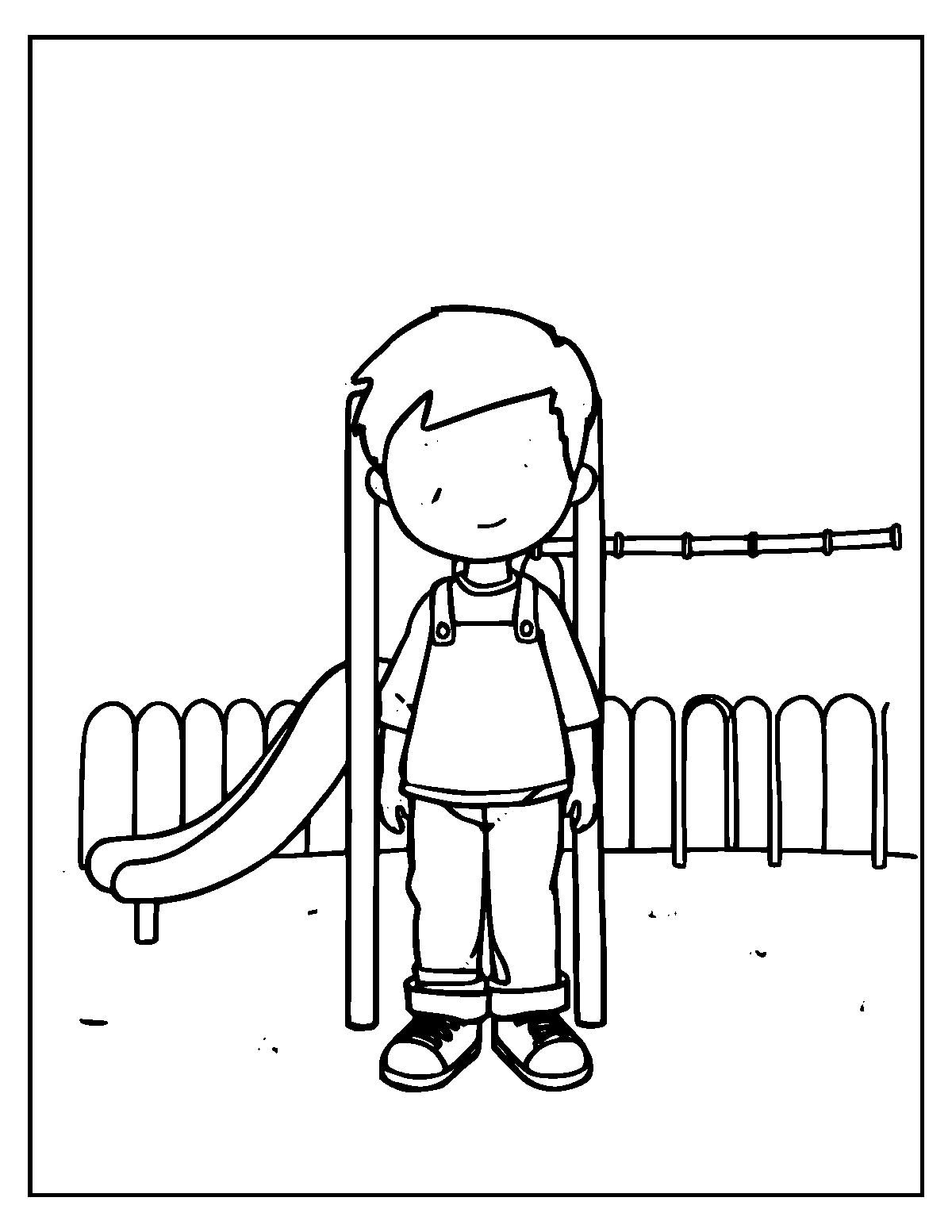 Line-art coloring page of Playground, medium outlines, centered