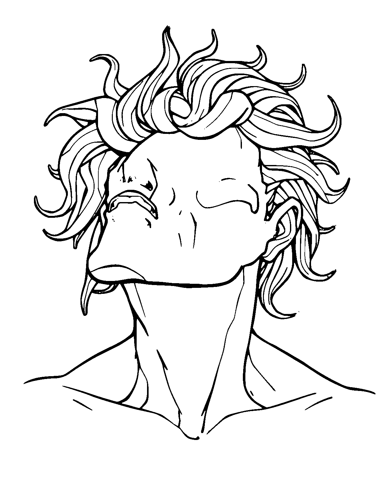 Line-art coloring page of Psy, medium outlines, centered