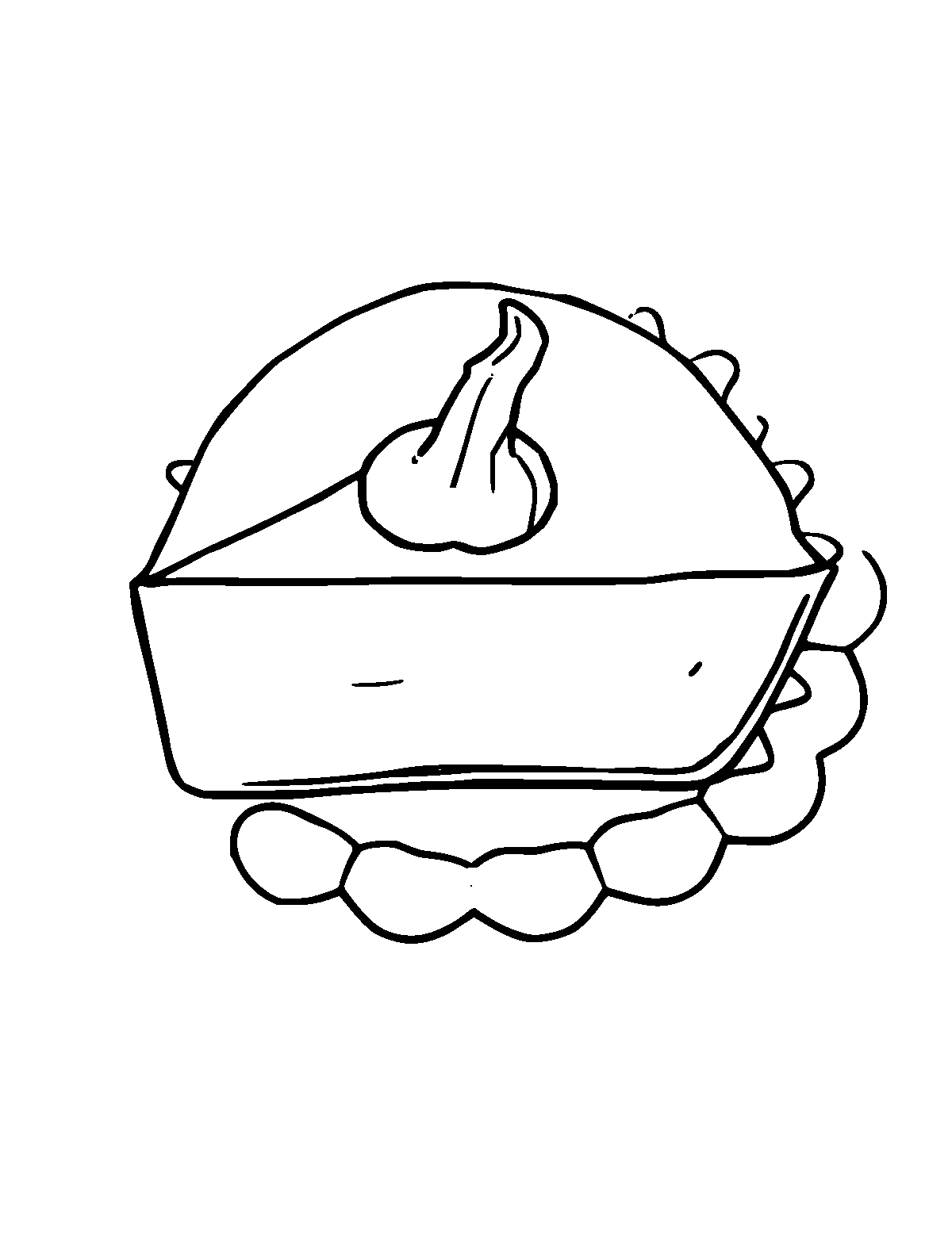 Line-art coloring page of Pumpkin Pie, thick outlines, centered