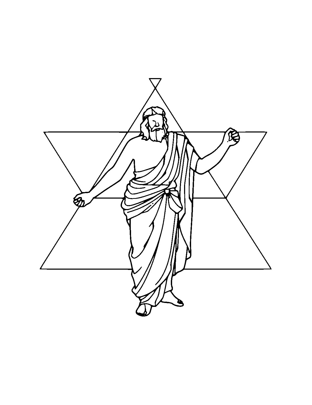 Line-art coloring page of Pythagoras, medium outlines, centered