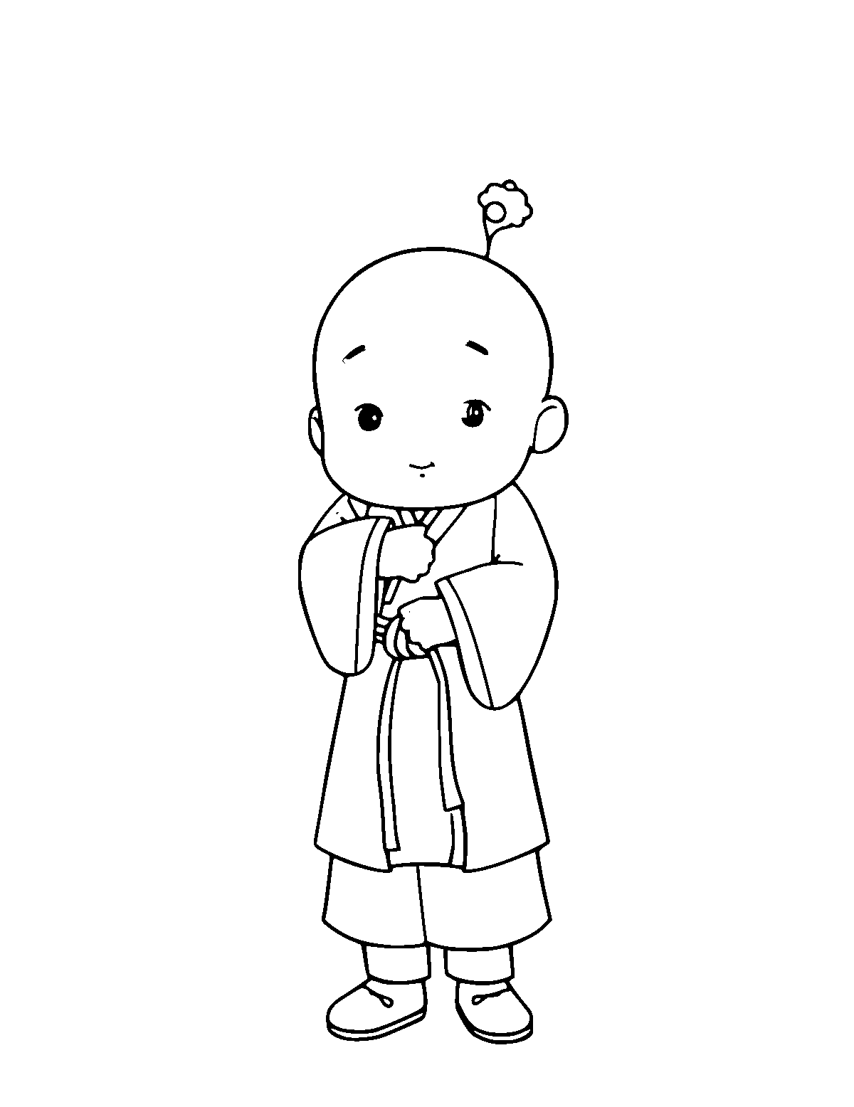 Line-art coloring page of Qi Baishi, medium outlines, centered