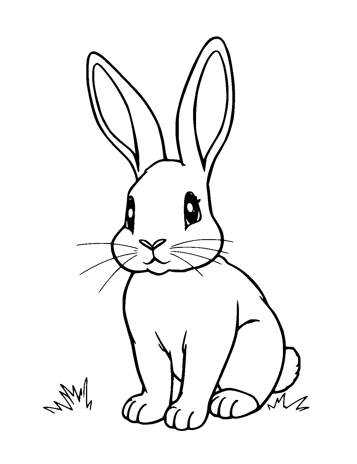 Line-art coloring page of Rabbit, medium outlines, centered