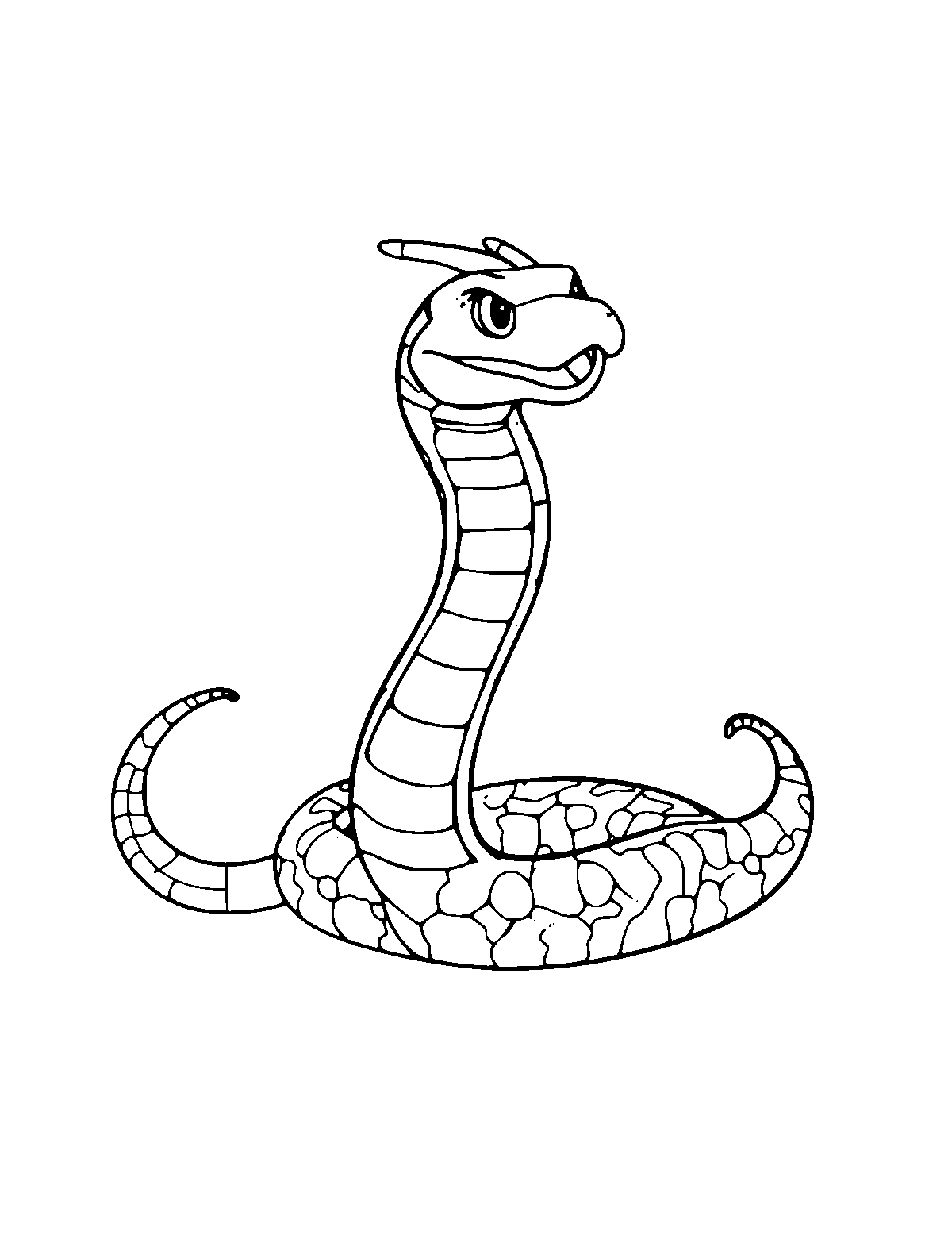 Line-art coloring page of Rainbow Serpent, medium outlines, centered