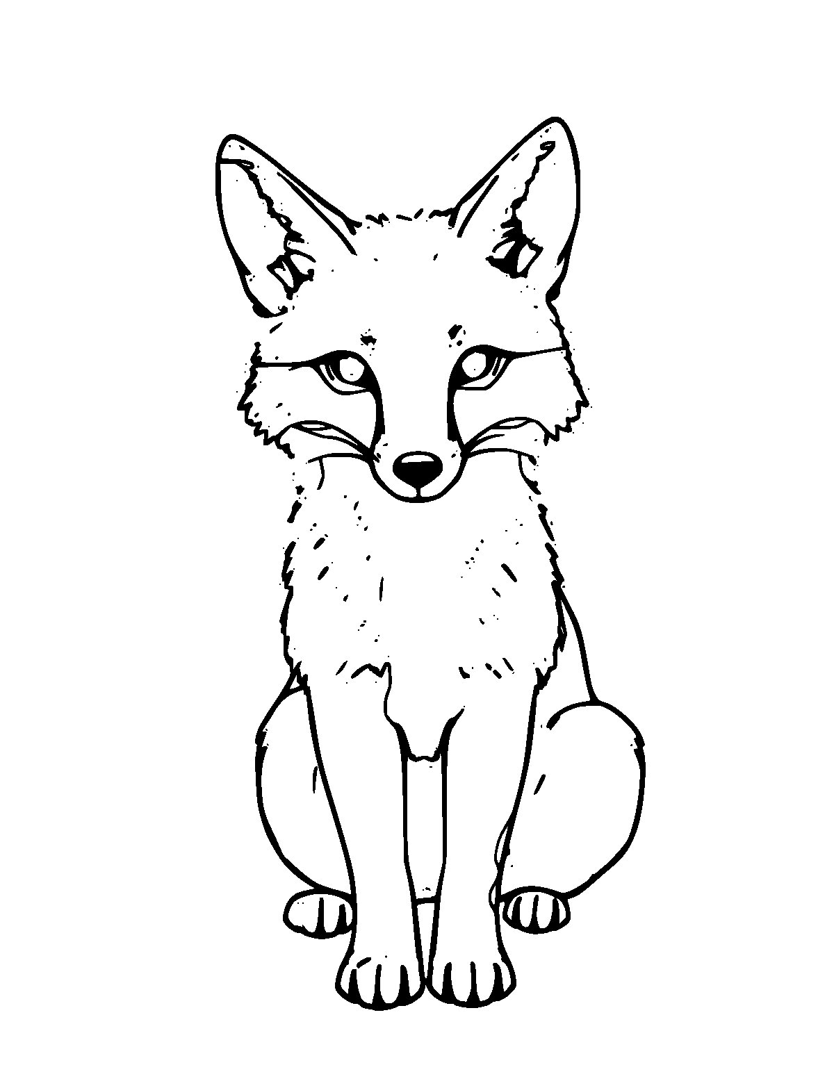 Line-art coloring page of Red Fox, medium outlines, centered