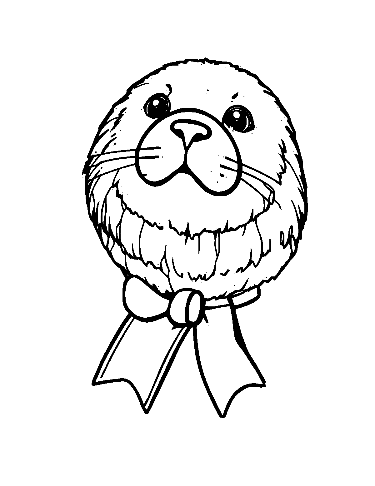 Line-art coloring page of Ribbon Seal, medium outlines, centered