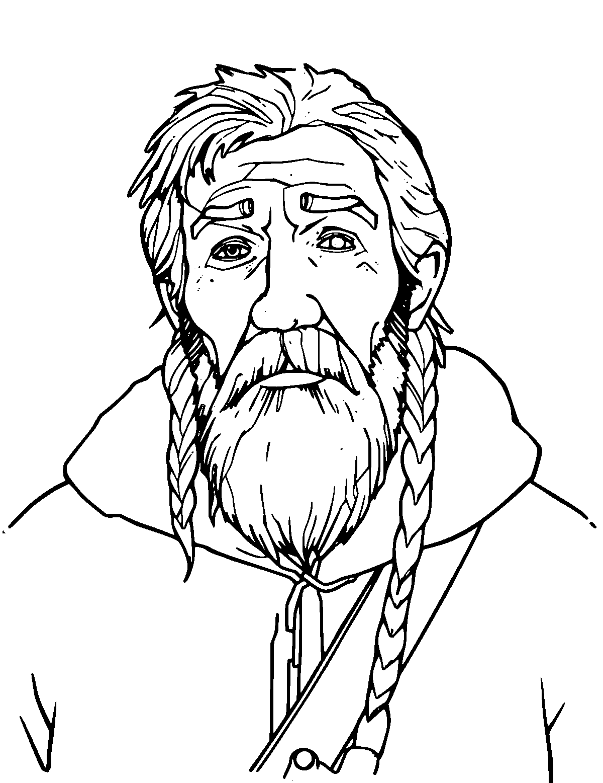 Line-art coloring page of Roald Amundsen, medium outlines, centered