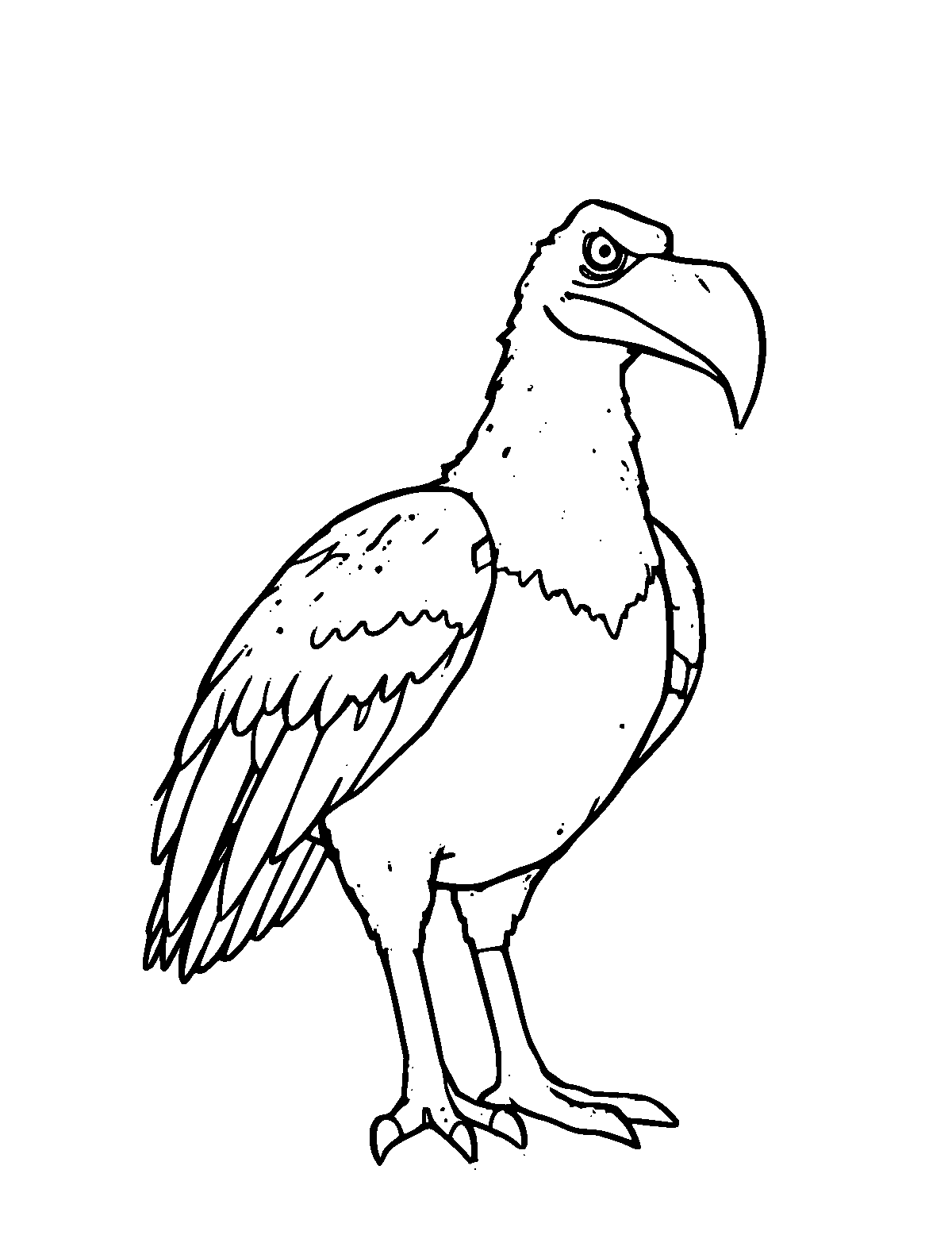 Line-art coloring page of Roc the Giant Bird, medium outlines, centered