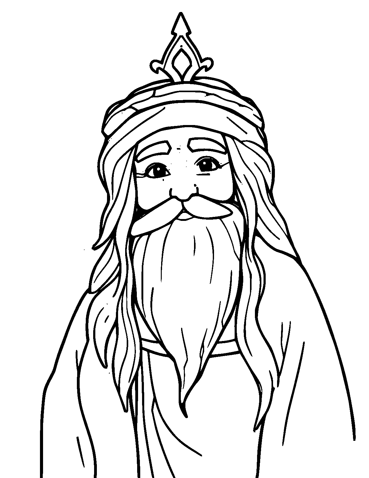 Line-art coloring page of Rumi, medium outlines, centered