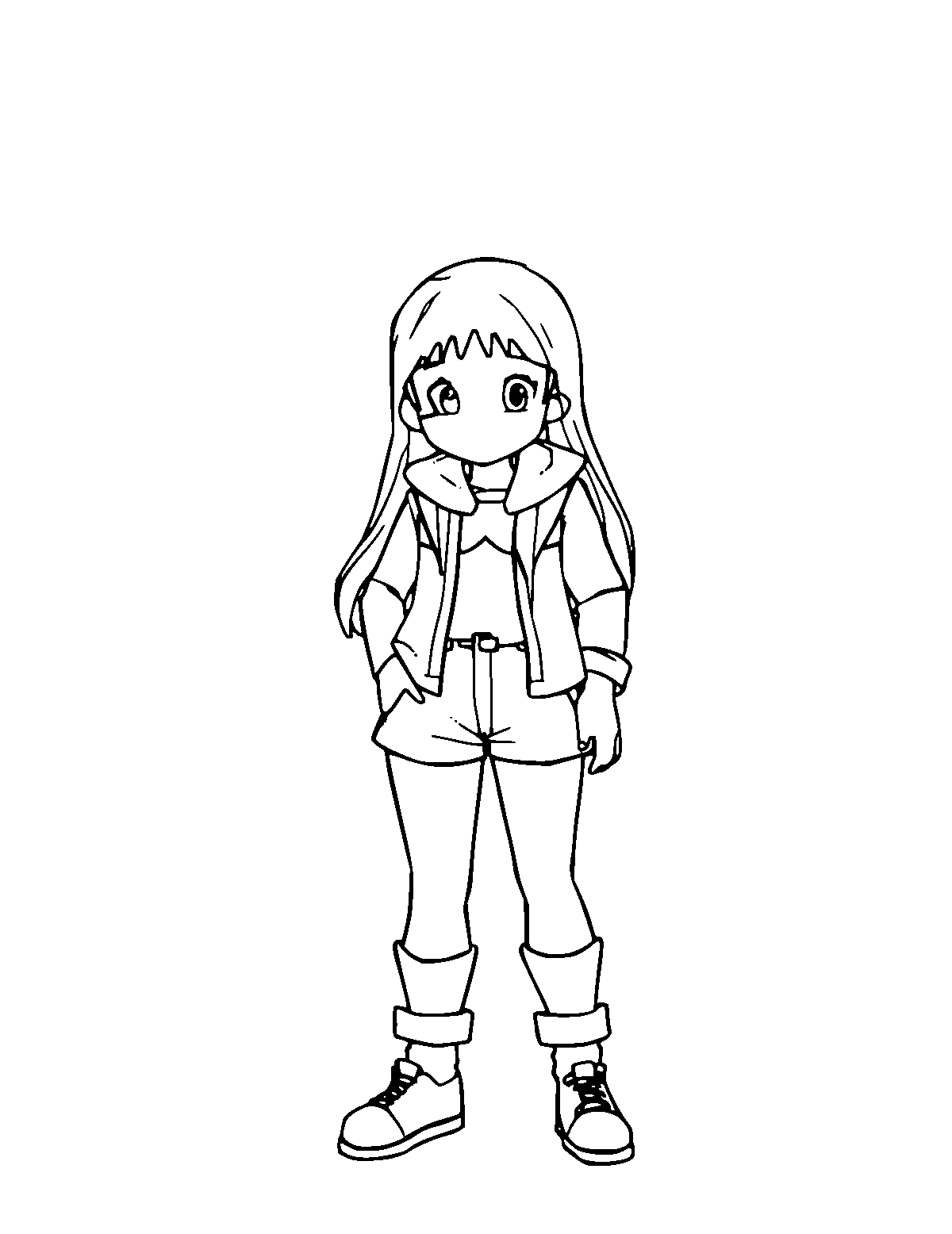 Line-art coloring page of Saci-Perere, medium outlines, centered