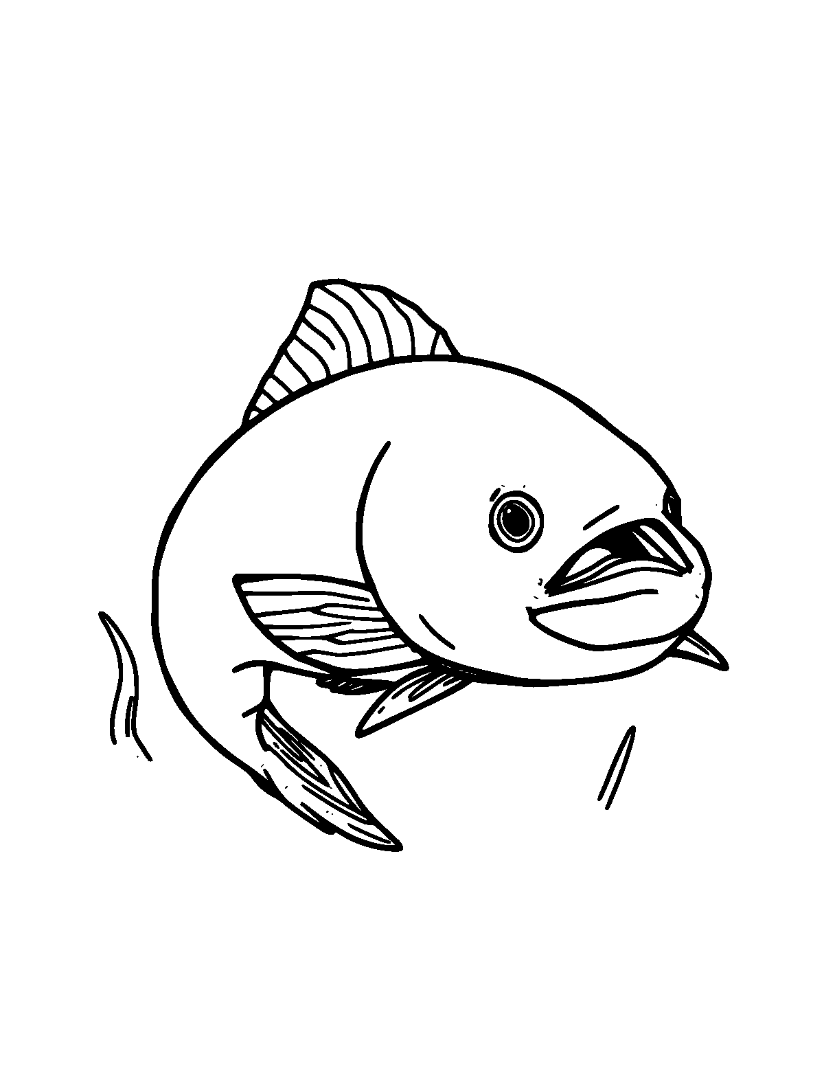 Line-art coloring page of Salmon, medium outlines, centered