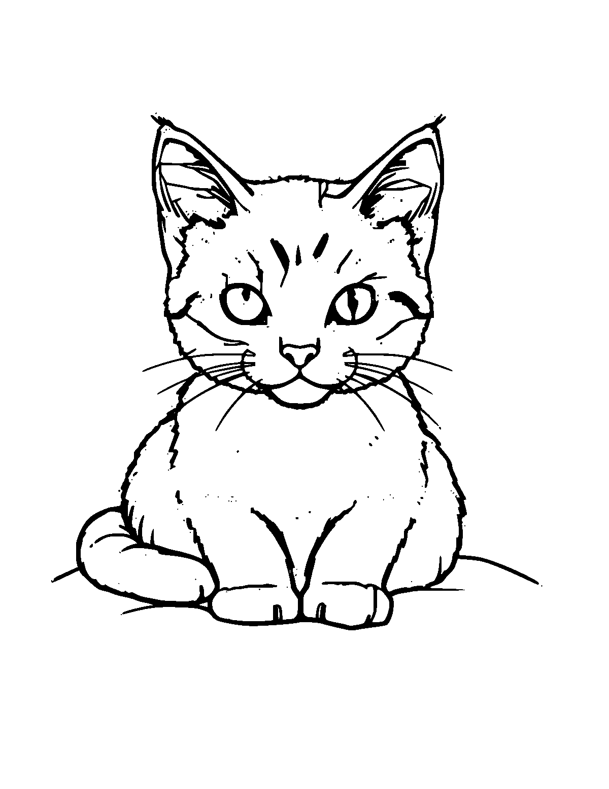 Line-art coloring page of Sand Cat, medium outlines, centered