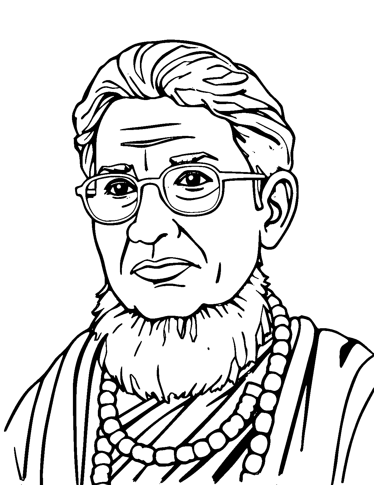Line-art coloring page of Satyendra Nath Bose, medium outlines, centered
