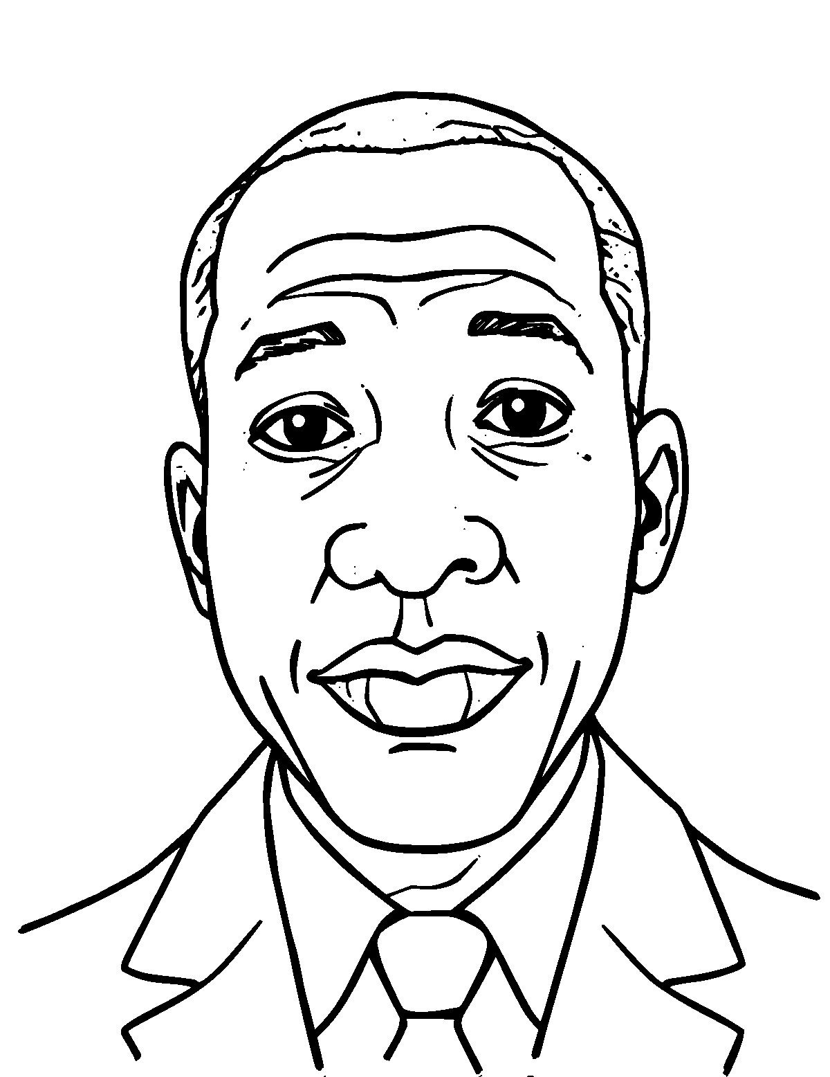 Line-art coloring page of Scott Joplin, thick outlines, centered