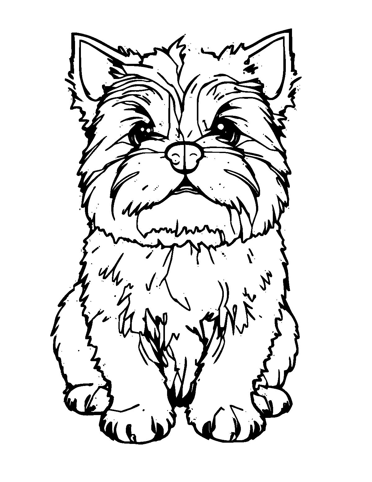 Line-art coloring page of Scottish Fold, medium outlines, centered