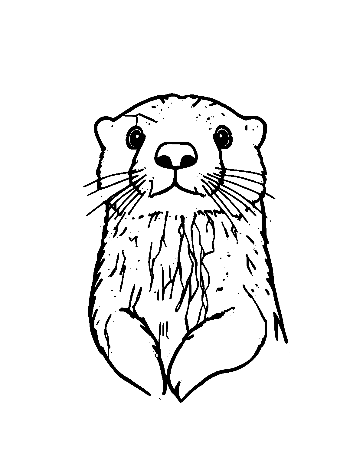 Line-art coloring page of Sea Otter, medium outlines, centered