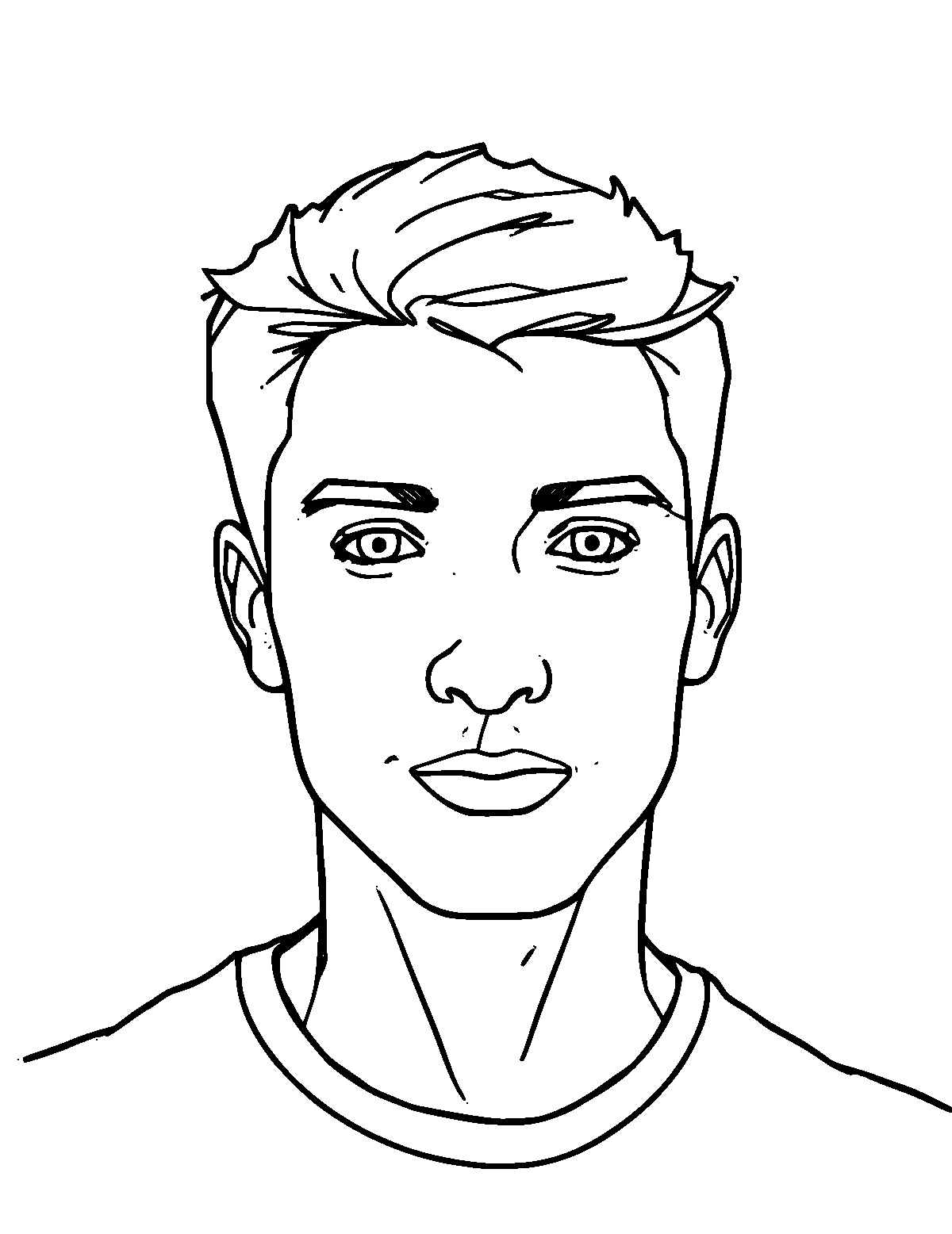 Line-art coloring page of Self Portrait, medium outlines, centered