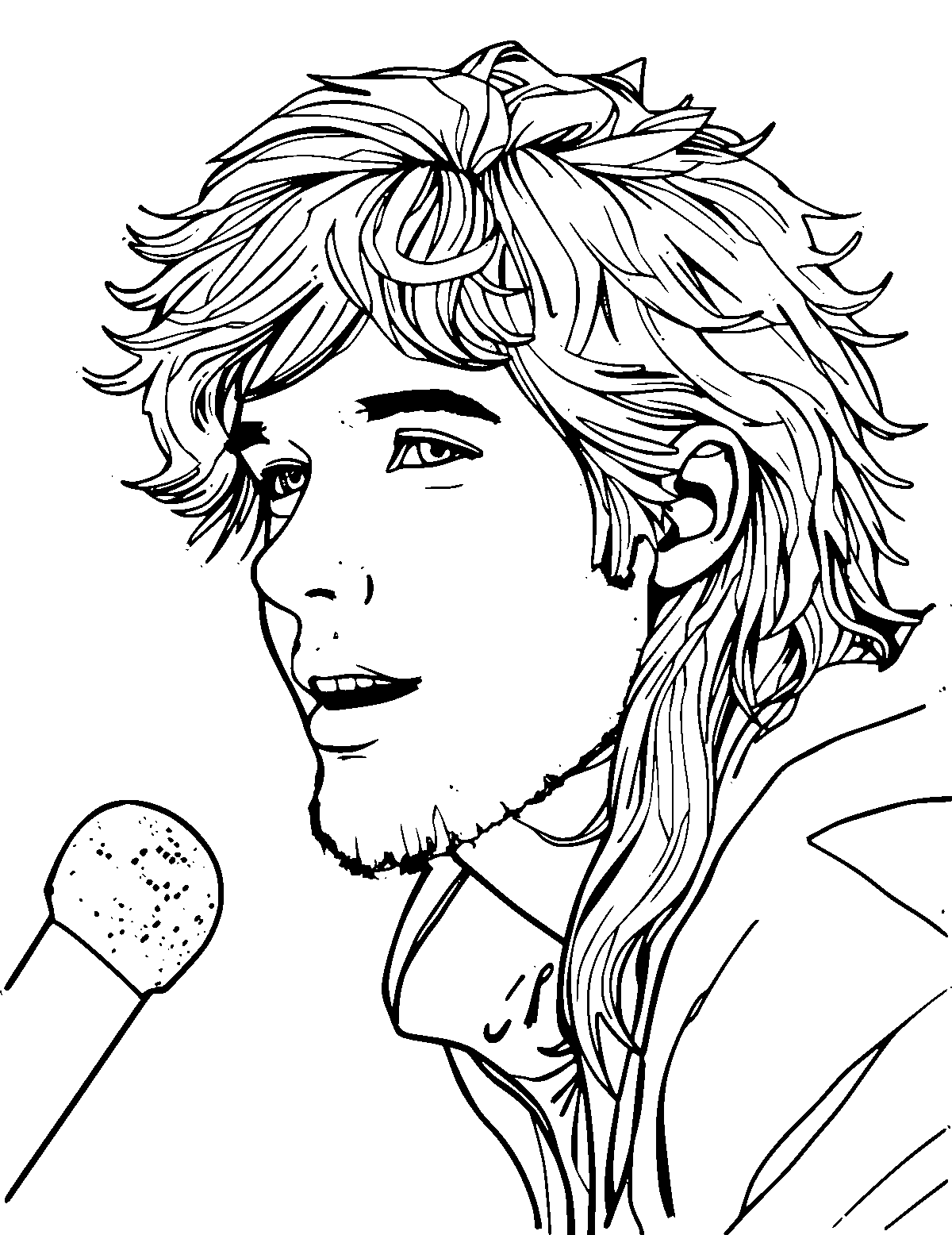 Line-art coloring page of Shaun White, medium outlines, centered