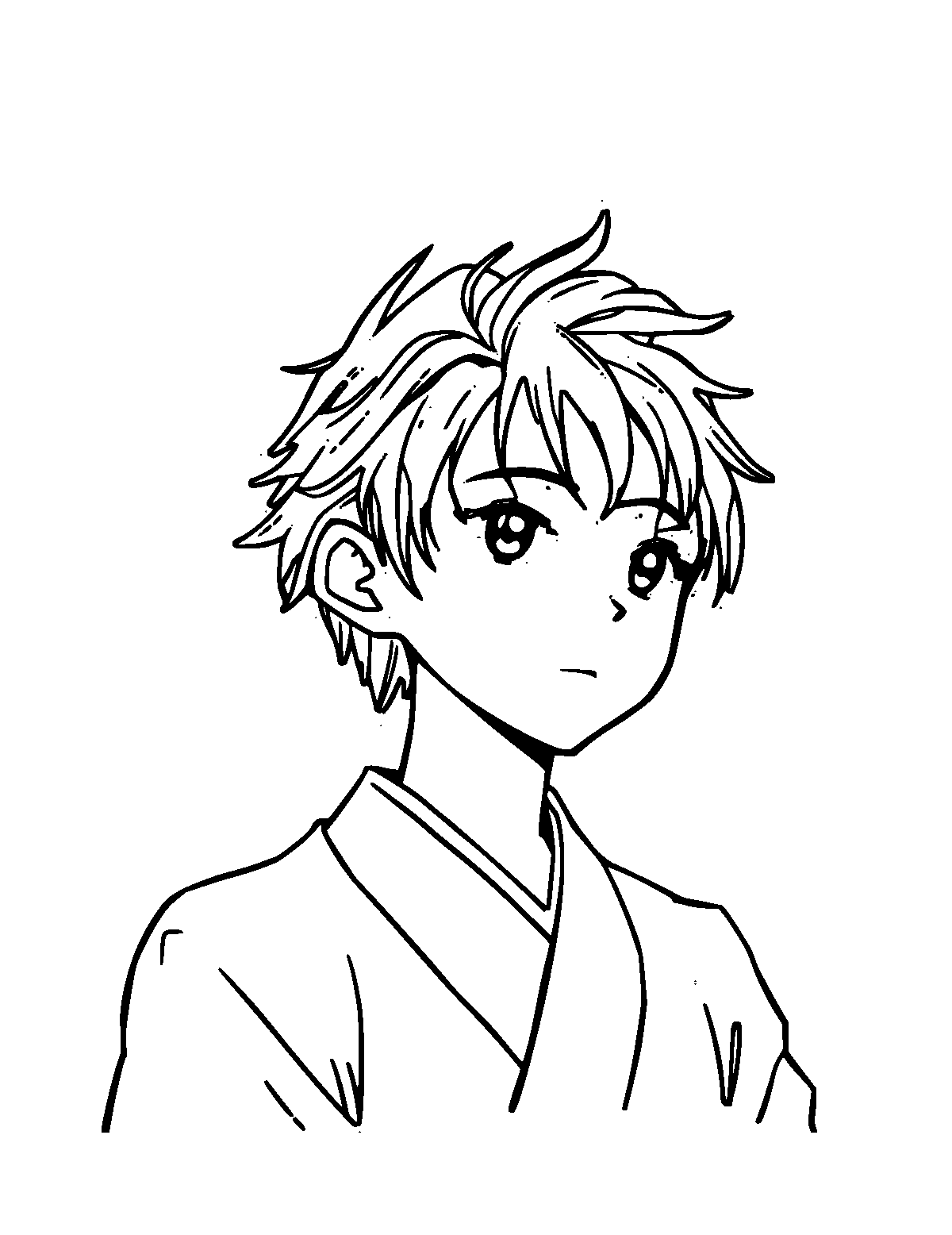 Line-art coloring page of Shohei Ohtani, medium outlines, centered