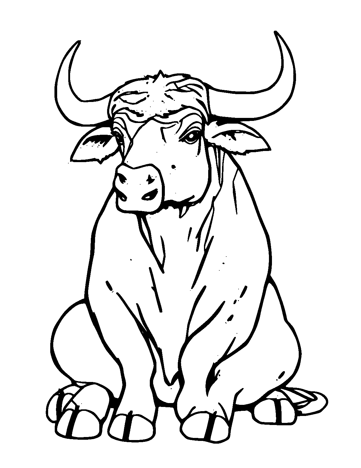 Line-art coloring page of Sitting Bull, thick outlines, centered
