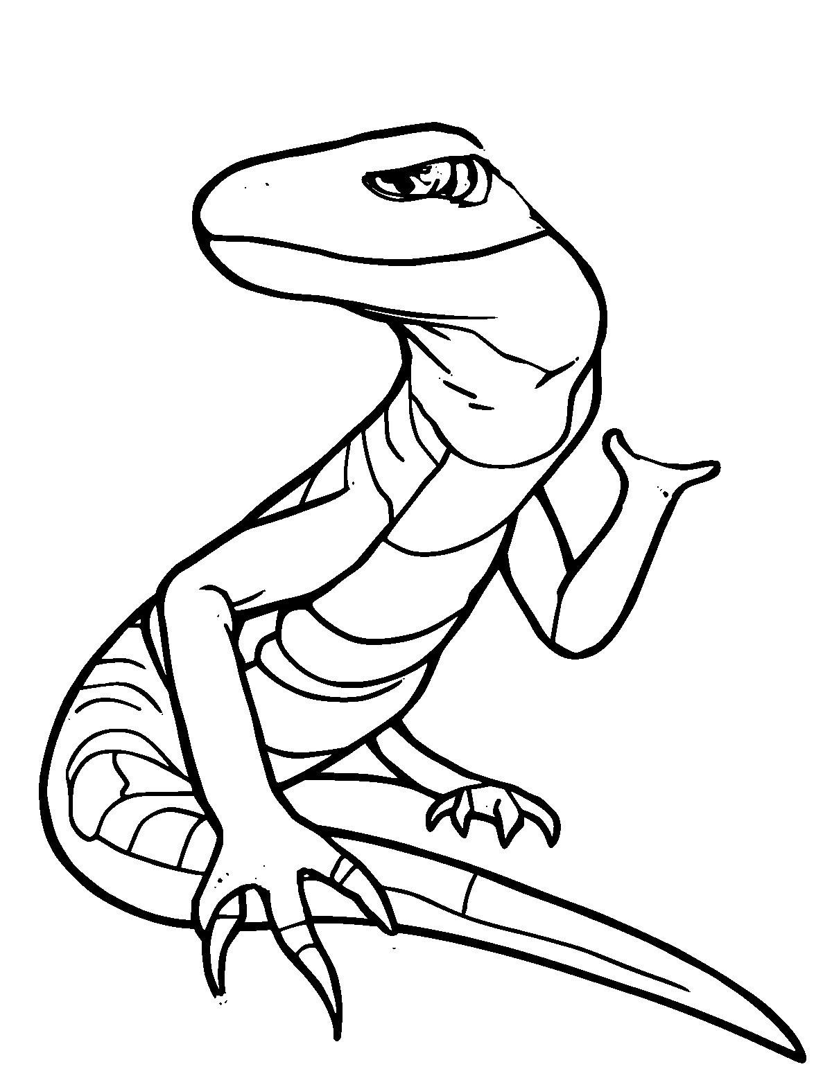 Line-art coloring page of Skink, thick outlines, centered
