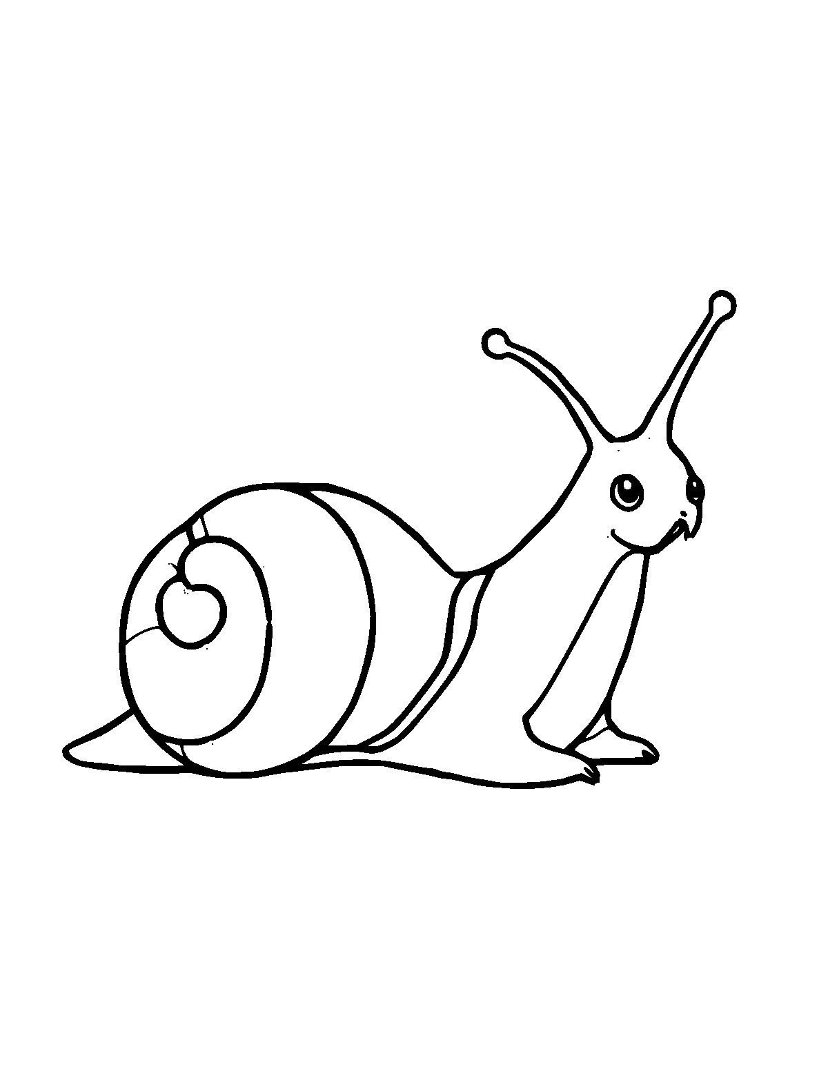 Line-art coloring page of Slug, thick outlines, centered