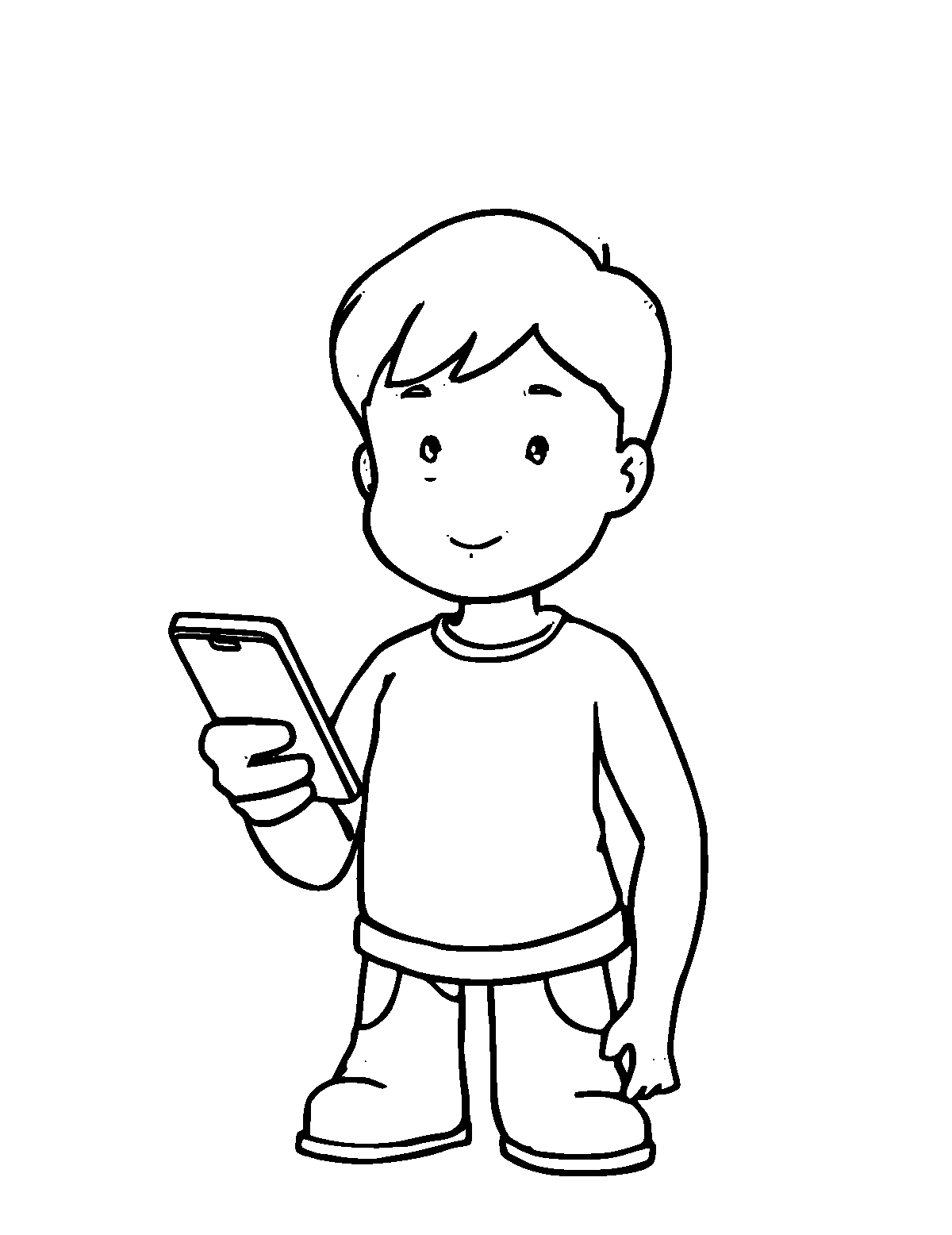 Line-art coloring page of Smartphone, medium outlines, centered