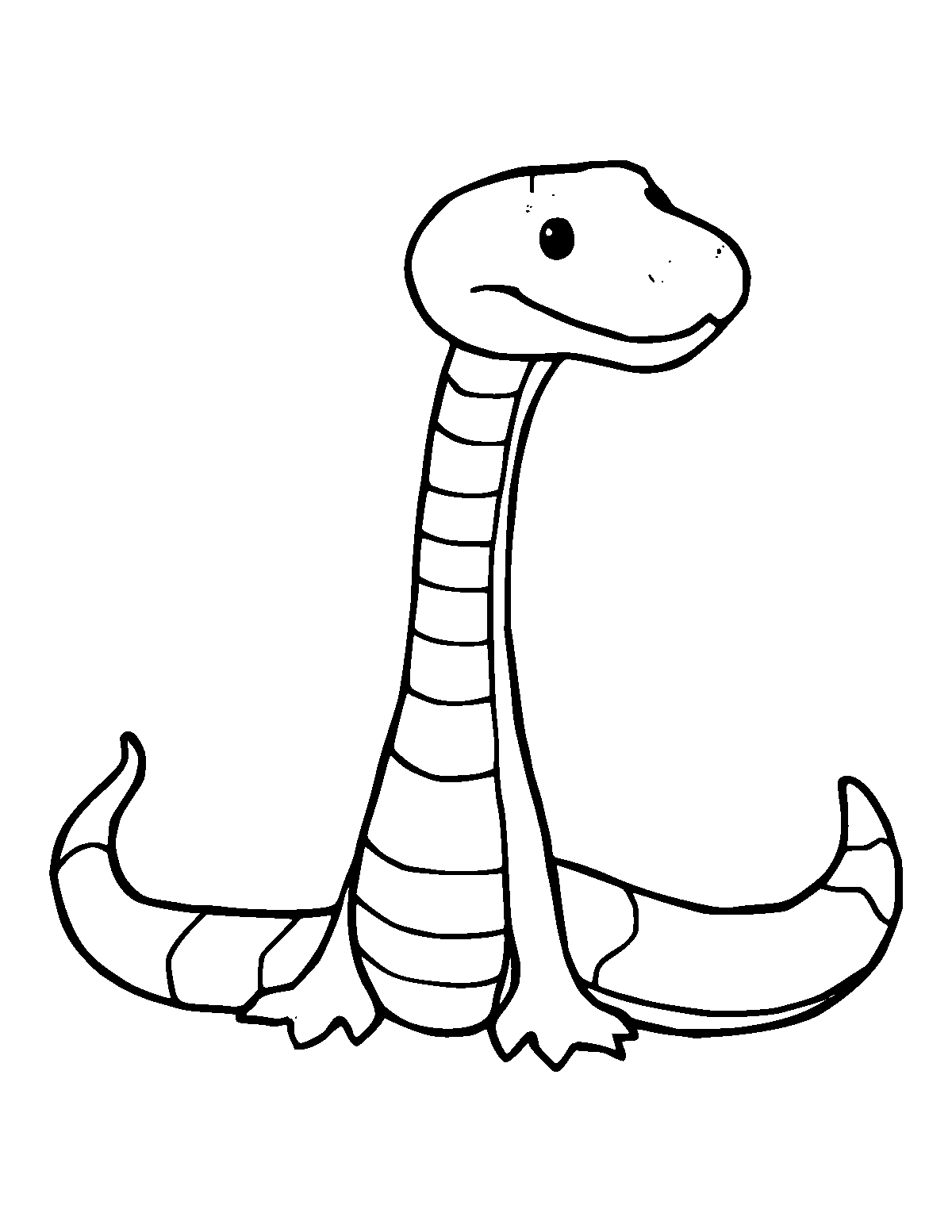 Line-art coloring page of Snake, medium outlines, centered