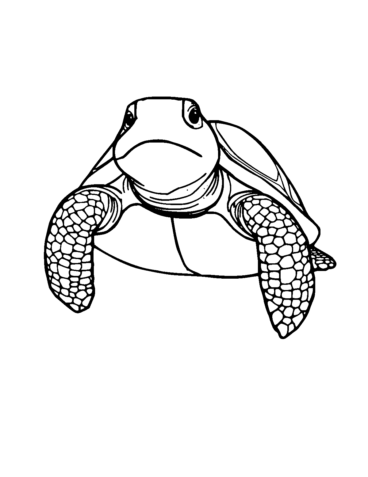 Line-art coloring page of Snapping Turtle, medium outlines, centered