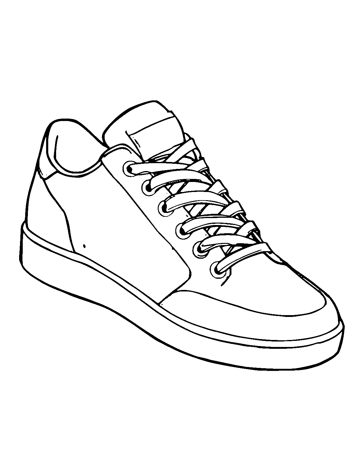 Line-art coloring page of Sneaker, medium outlines, centered