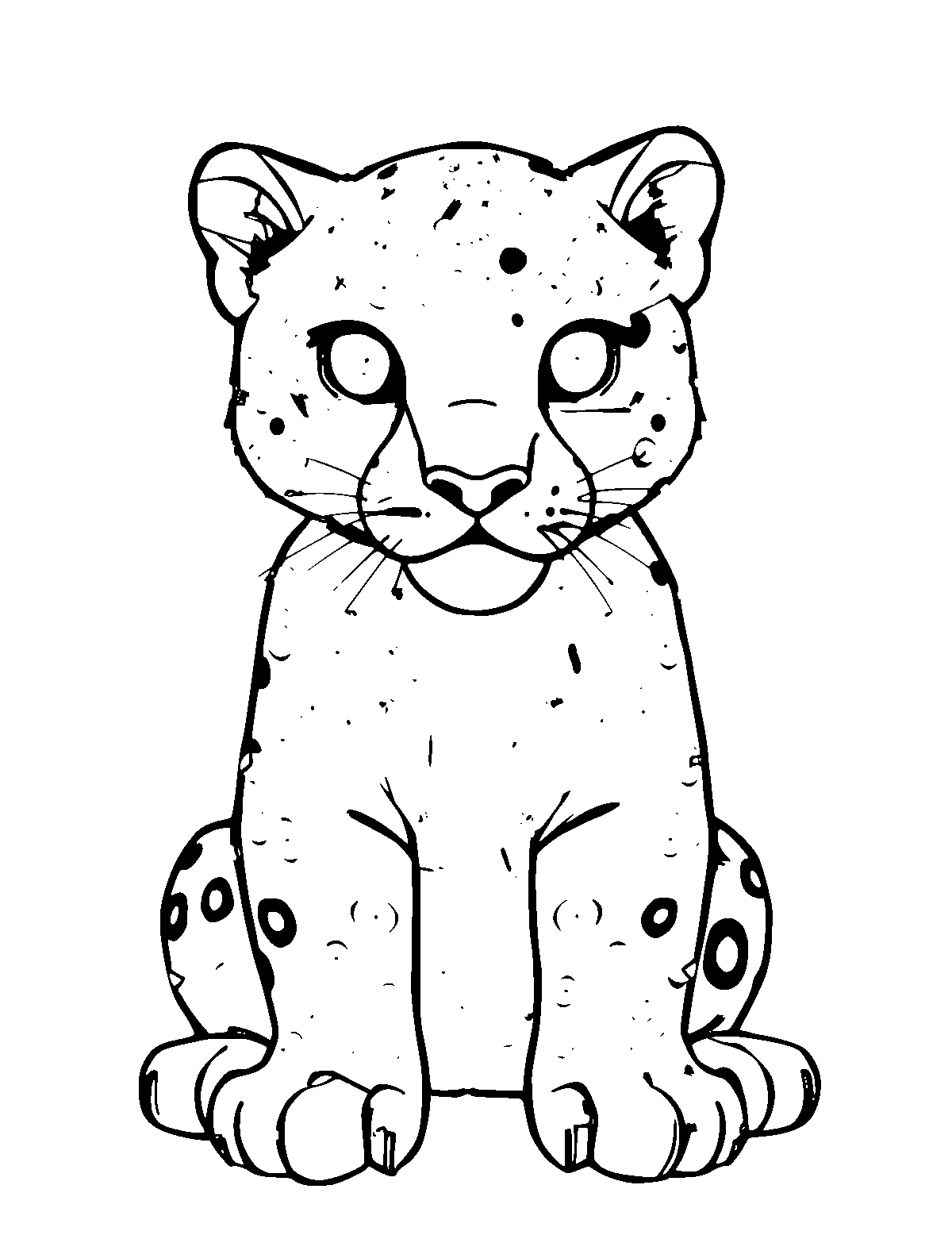 Line-art coloring page of Snow Leopard, medium outlines, centered