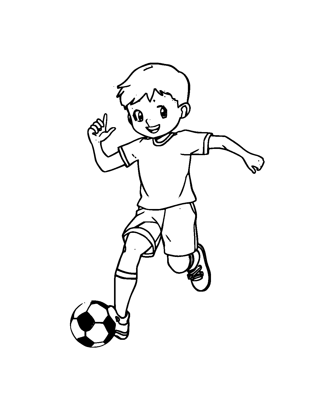Line-art coloring page of Soccer Ball, medium outlines, centered